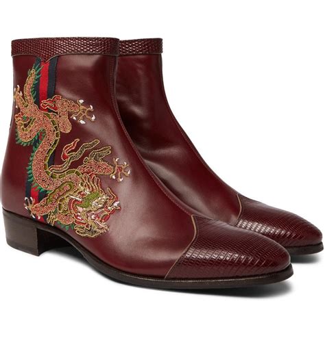 guccy embroidered lace up boots mens|Gucci Leather Boots for Men for Sale .